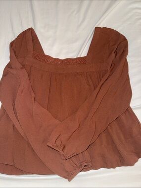 Square Neck Peasant Blouse in Rust - Women's